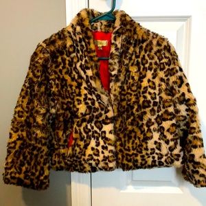 Vera wang leopard print faux fur coat